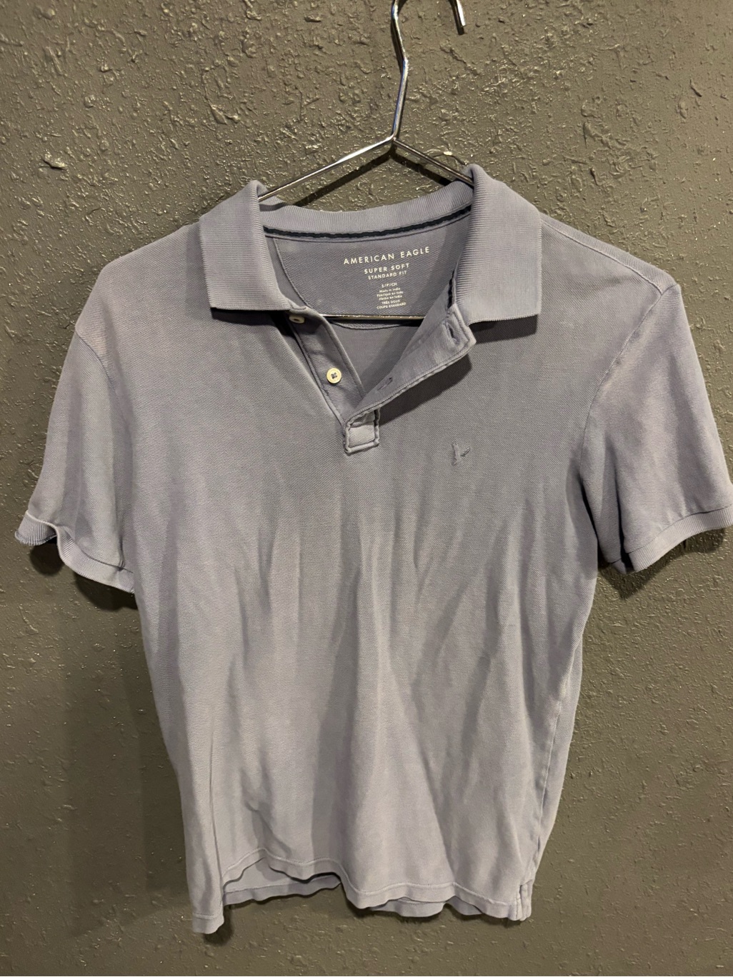 American Eagle Outfitters Men's Pale Blue Polo Shirt